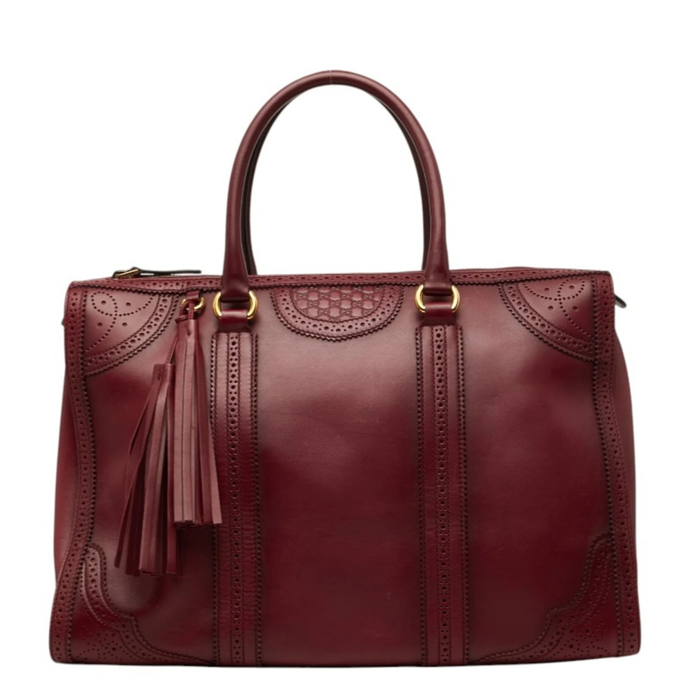 GUCCI Red Leather Boston Bag